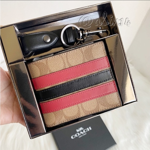 New Coach ID Billfold Wallet in Signature Leather Canvas with Key Fob Gift Box - Picture 4 of 8